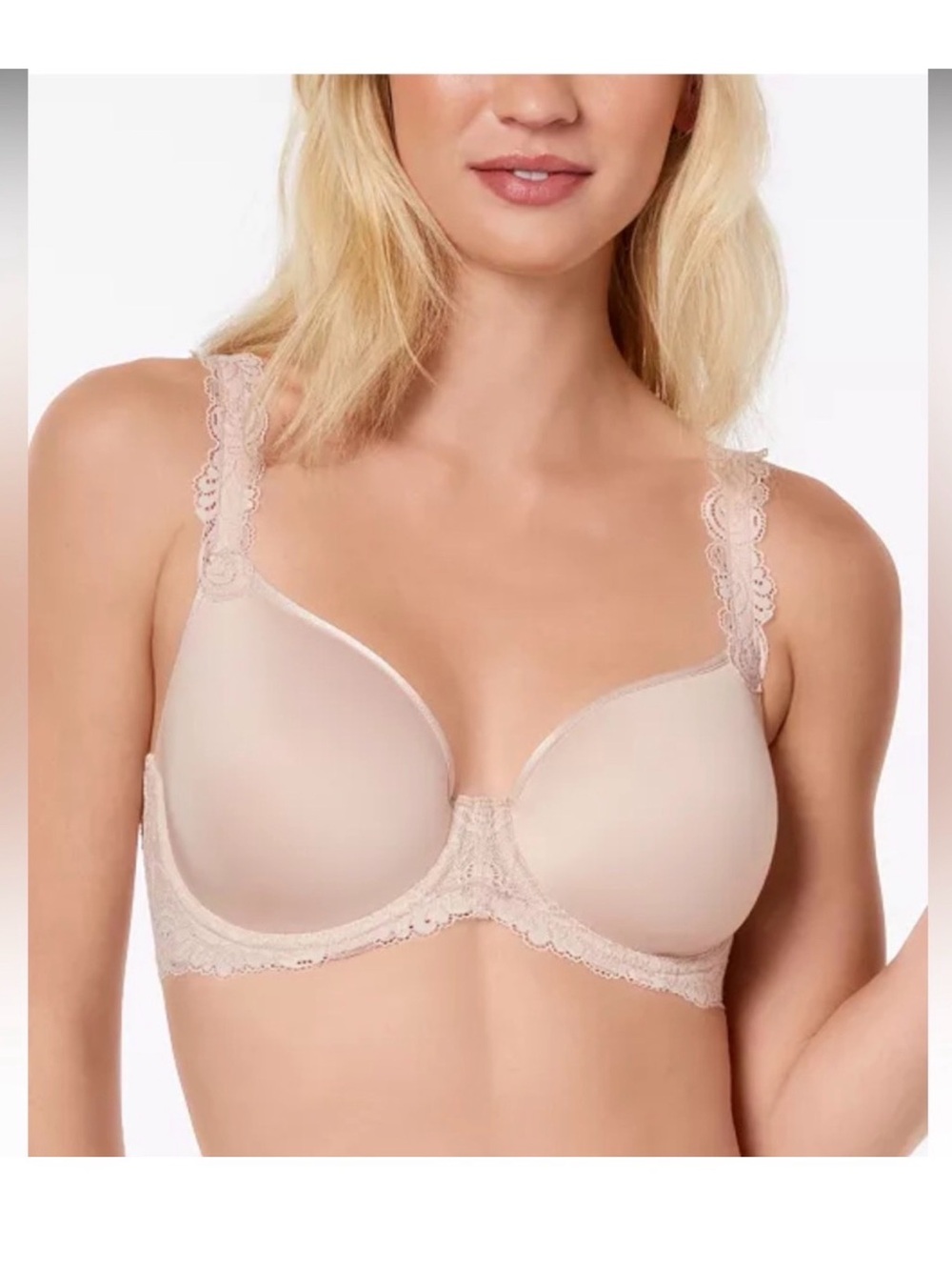 Wacoal Beige Vivid Encounter Lace Trim Countour Underwire Bra 34C NEW 853395